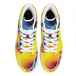 Psychedelic Acid Print High Top Leather Sneakers
