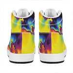 Psychedelic Acid Print High Top Leather Sneakers