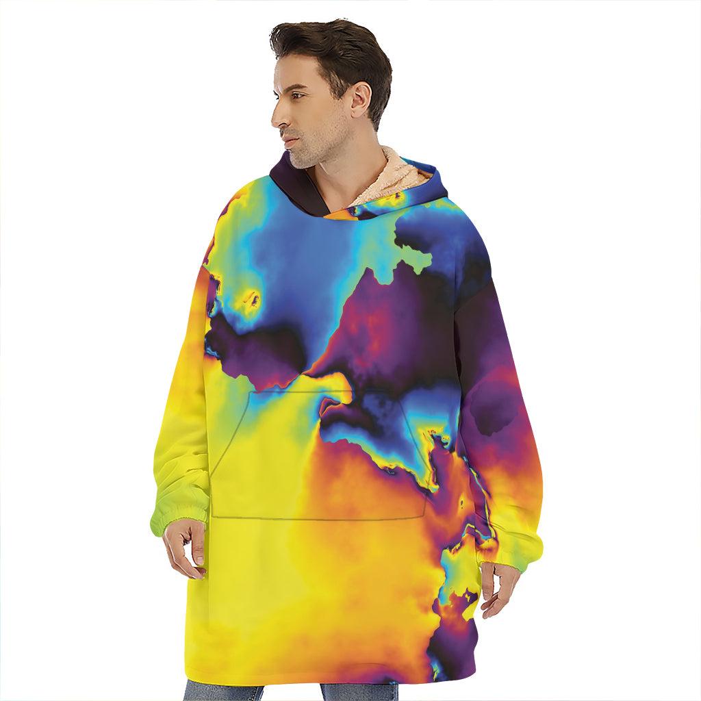 Psychedelic Acid Print Hoodie Blanket