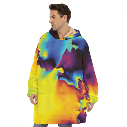 Psychedelic Acid Print Hoodie Blanket