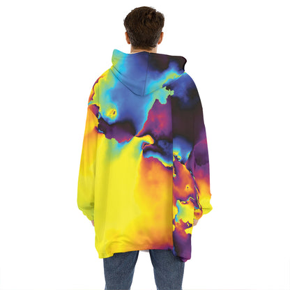 Psychedelic Acid Print Hoodie Blanket