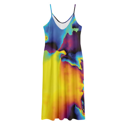 Psychedelic Acid Print Jersey Midi Cami Dress