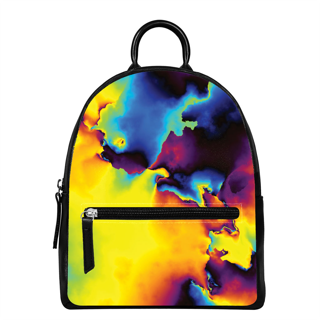 Psychedelic Acid Print Leather Backpack