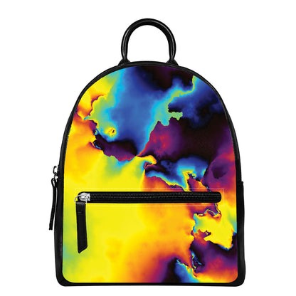 Psychedelic Acid Print Leather Backpack