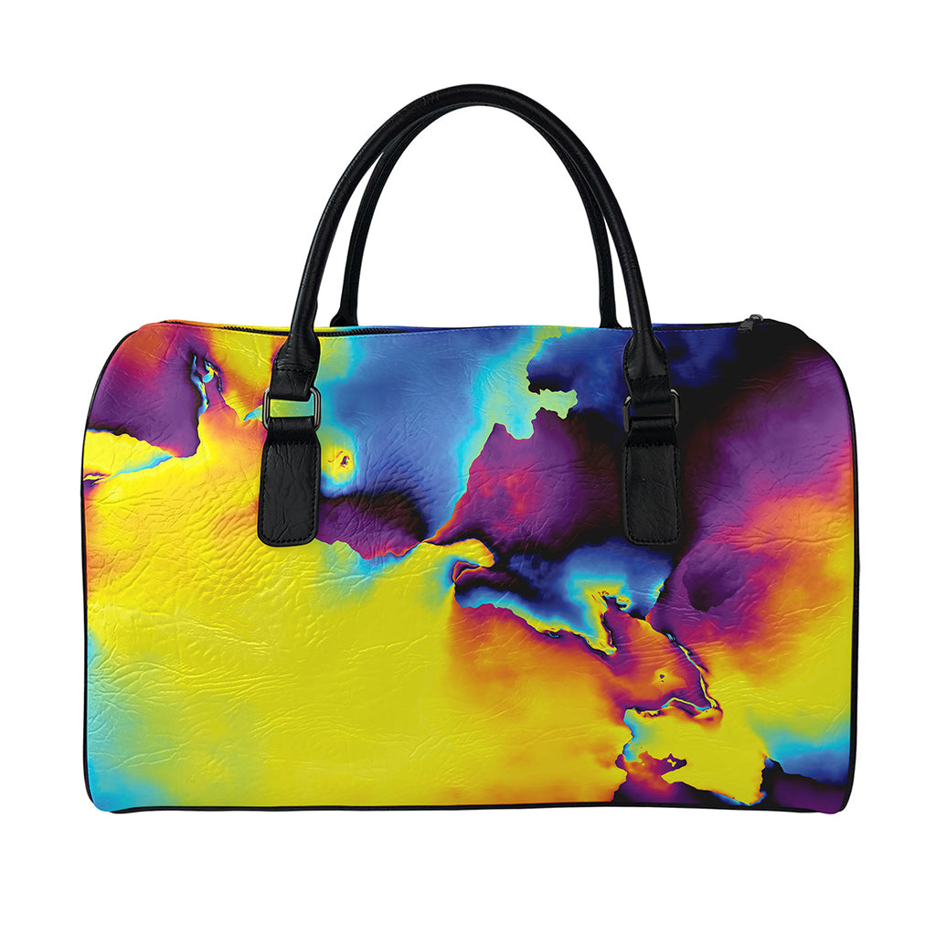 Psychedelic Acid Print Leather Duffle Bag