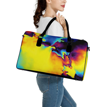 Psychedelic Acid Print Leather Duffle Bag