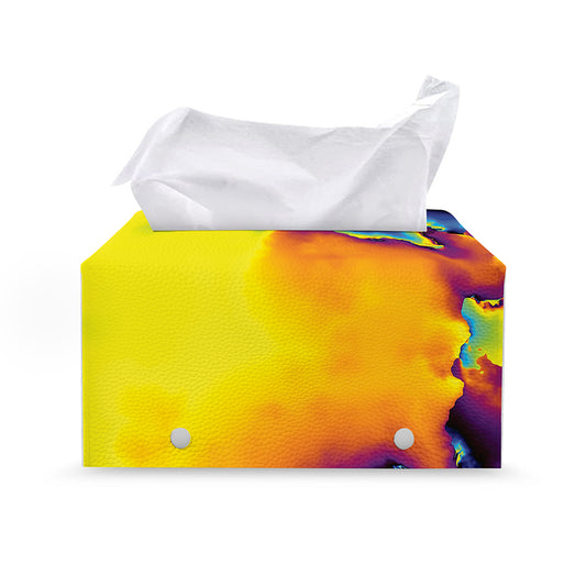 Psychedelic Acid Print Leather Tissue Box Cover