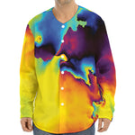 Psychedelic Acid Print Long Sleeve Baseball Jersey