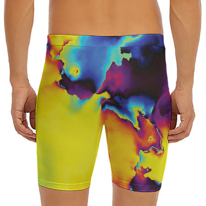 Psychedelic Acid Print Men's Long Boxer Briefs