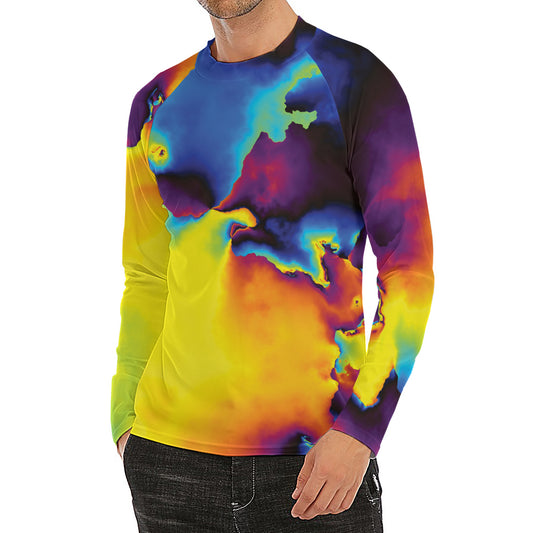 Psychedelic Acid Print Men's Long Sleeve Rash Guard