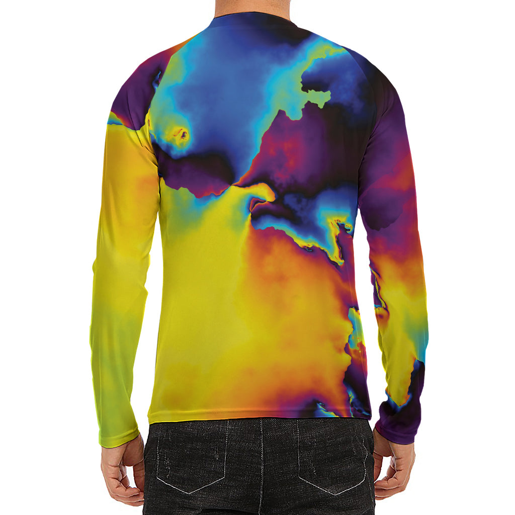 Psychedelic Acid Print Men's Long Sleeve Rash Guard
