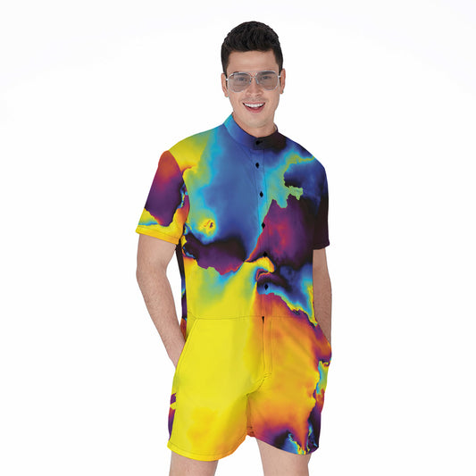 Psychedelic Acid Print Men's Rompers