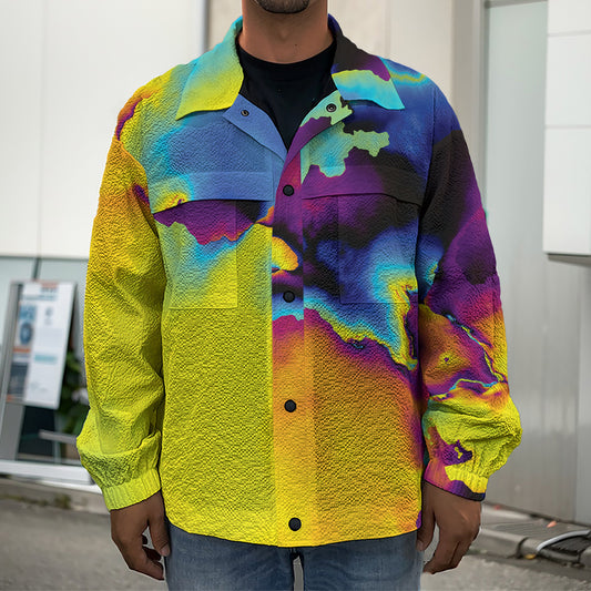 Psychedelic Acid Print Men's Shirt Jacket