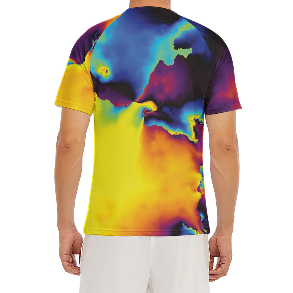 Psychedelic Acid Print Men's Short Sleeve Rash Guard