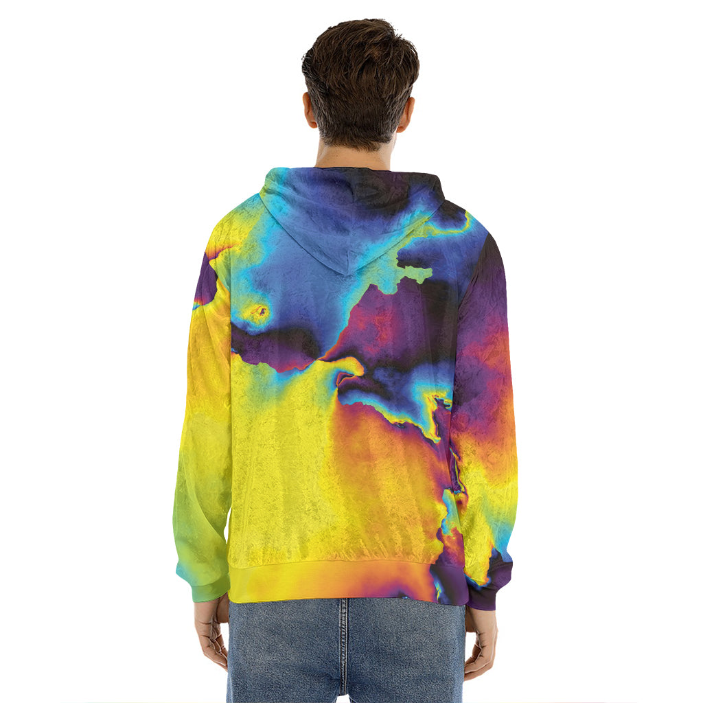 Psychedelic Acid Print Men's Velvet Pullover Hoodie