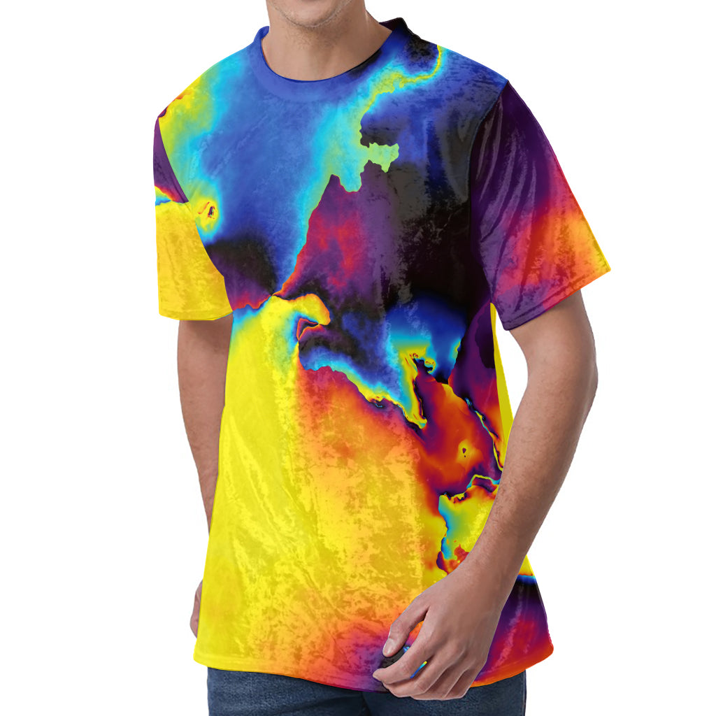 Psychedelic Acid Print Men's Velvet T-Shirt