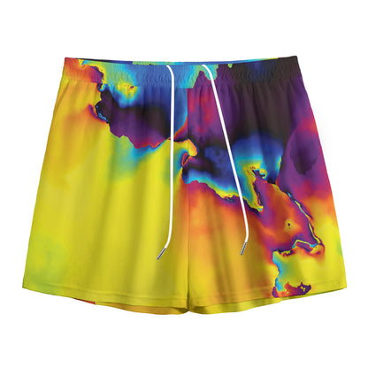 Psychedelic Acid Print Mesh Shorts
