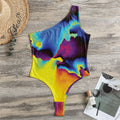 Psychedelic Acid Print One Shoulder Bodysuit