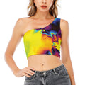 Psychedelic Acid Print One Shoulder Crop Top