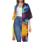 Psychedelic Acid Print Open Front Beach Cover Up