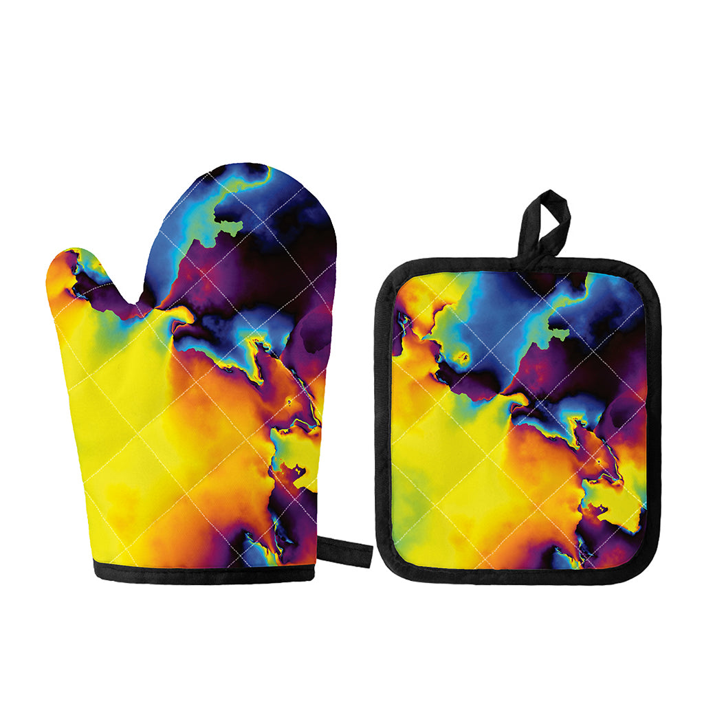 Psychedelic Acid Print Oven Mitt And Pot Holder Set