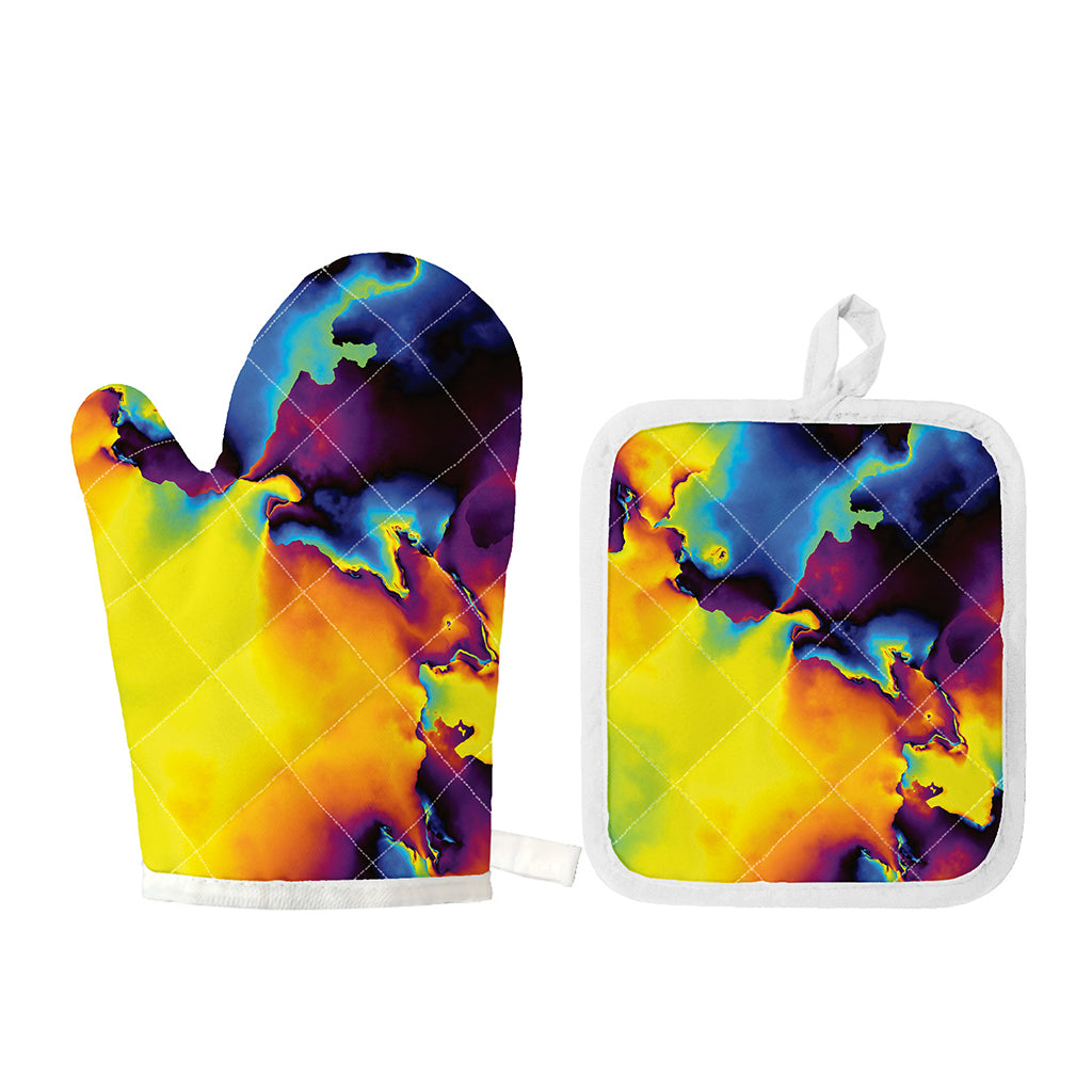 Psychedelic Acid Print Oven Mitt And Pot Holder Set