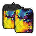 Psychedelic Acid Print Pot Holders With Pocket
