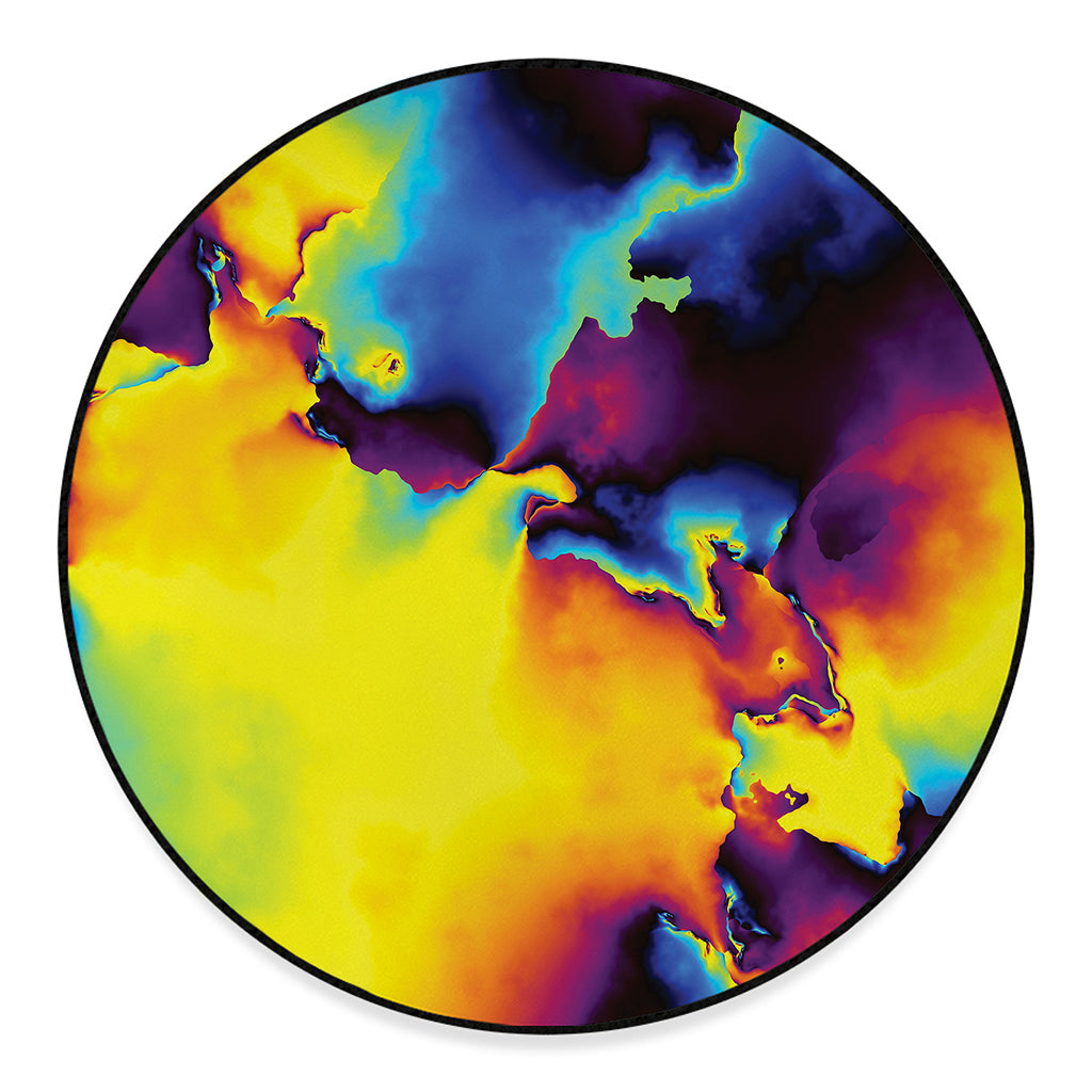 Psychedelic Acid Print Round Floor Mat