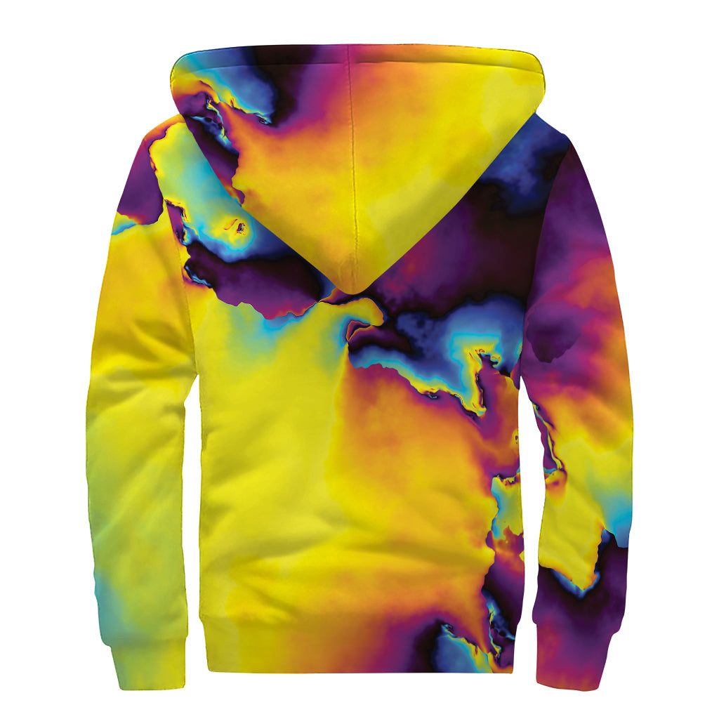 Psychedelic Acid Print Sherpa Lined Zip Up Hoodie