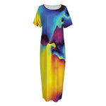 Psychedelic Acid Print Short Sleeve Long Nightdress