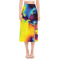 Psychedelic Acid Print Side Slit Midi Skirt