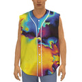 Psychedelic Acid Print Sleeveless Baseball Jersey