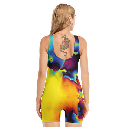Psychedelic Acid Print Sleeveless One Piece Swimsuit