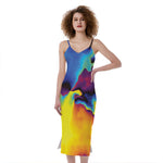 Psychedelic Acid Print Slim Fit Midi Cami Dress