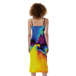 Psychedelic Acid Print Slim Fit Midi Cami Dress