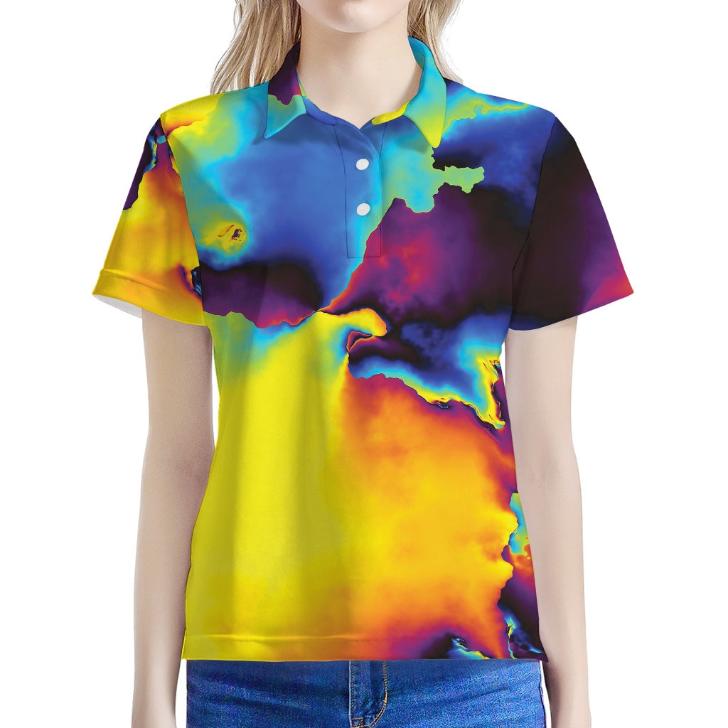 Psychedelic Acid Print Women's Polo Shirt
