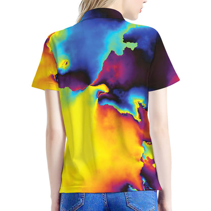 Psychedelic Acid Print Women's Polo Shirt