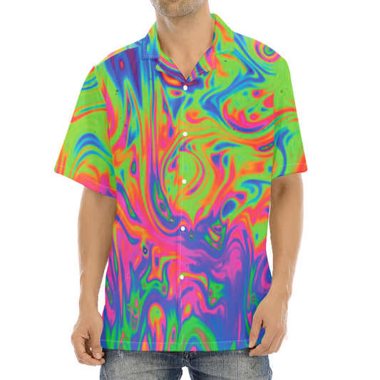 Psychedelic Bubble Print Aloha Shirt