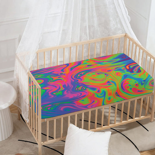 Psychedelic Bubble Print Baby Crib Sheet