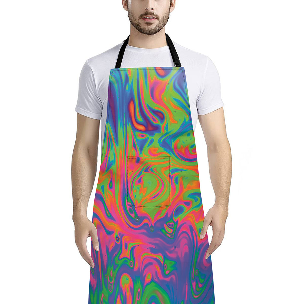 Psychedelic Bubble Print Bib Apron With Pocket