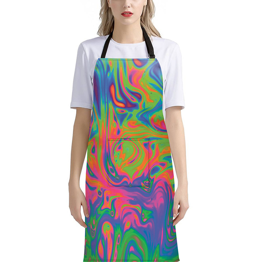 Psychedelic Bubble Print Bib Apron With Pocket
