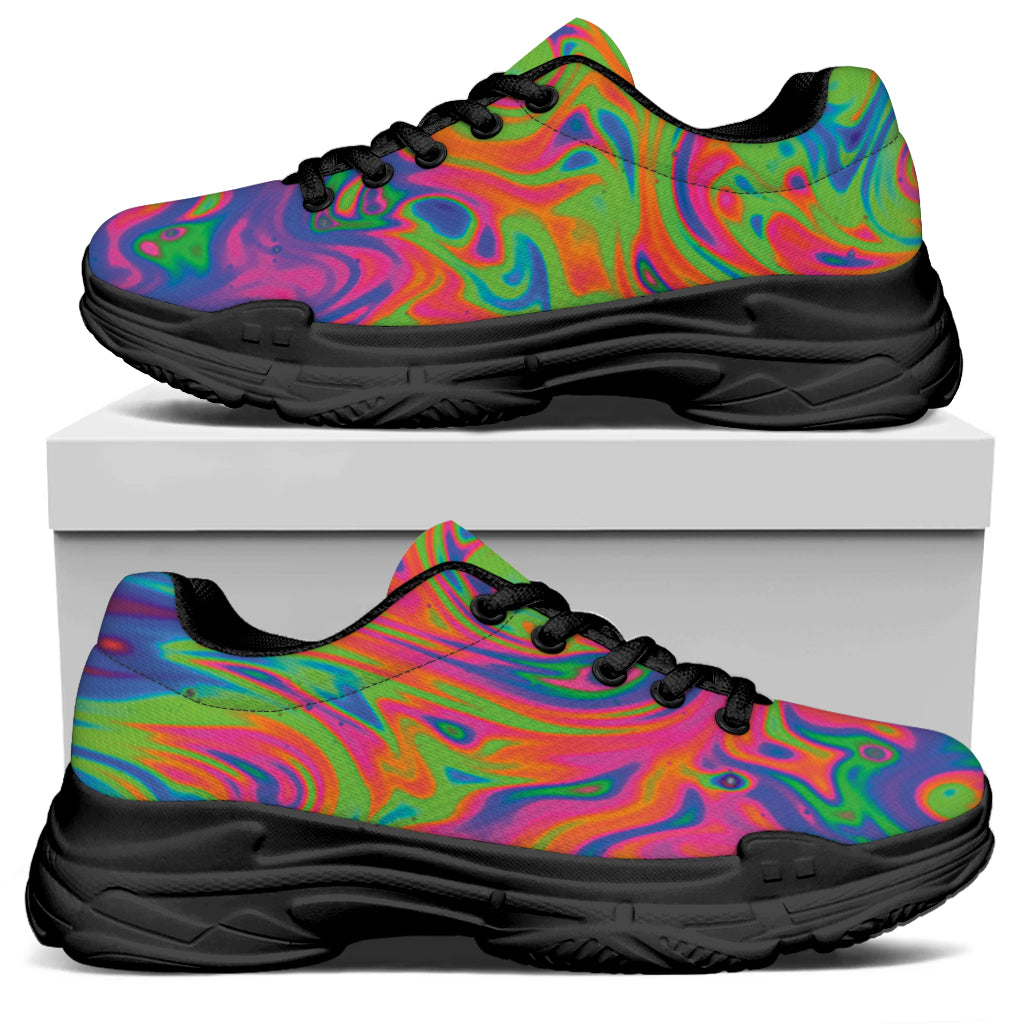 Psychedelic Bubble Print Black Chunky Shoes