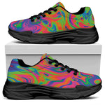 Psychedelic Bubble Print Black Chunky Shoes