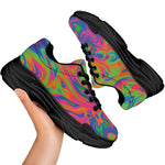 Psychedelic Bubble Print Black Chunky Shoes