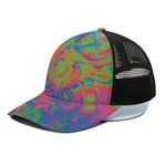Psychedelic Bubble Print Black Mesh Trucker Cap