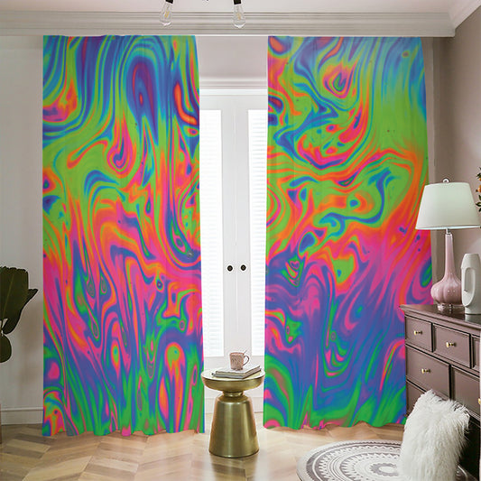 Psychedelic Bubble Print Blackout Pencil Pleat Curtains