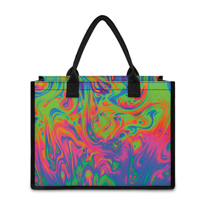 Psychedelic Bubble Print Canvas Tote Bag