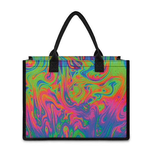 Psychedelic Bubble Print Canvas Tote Bag