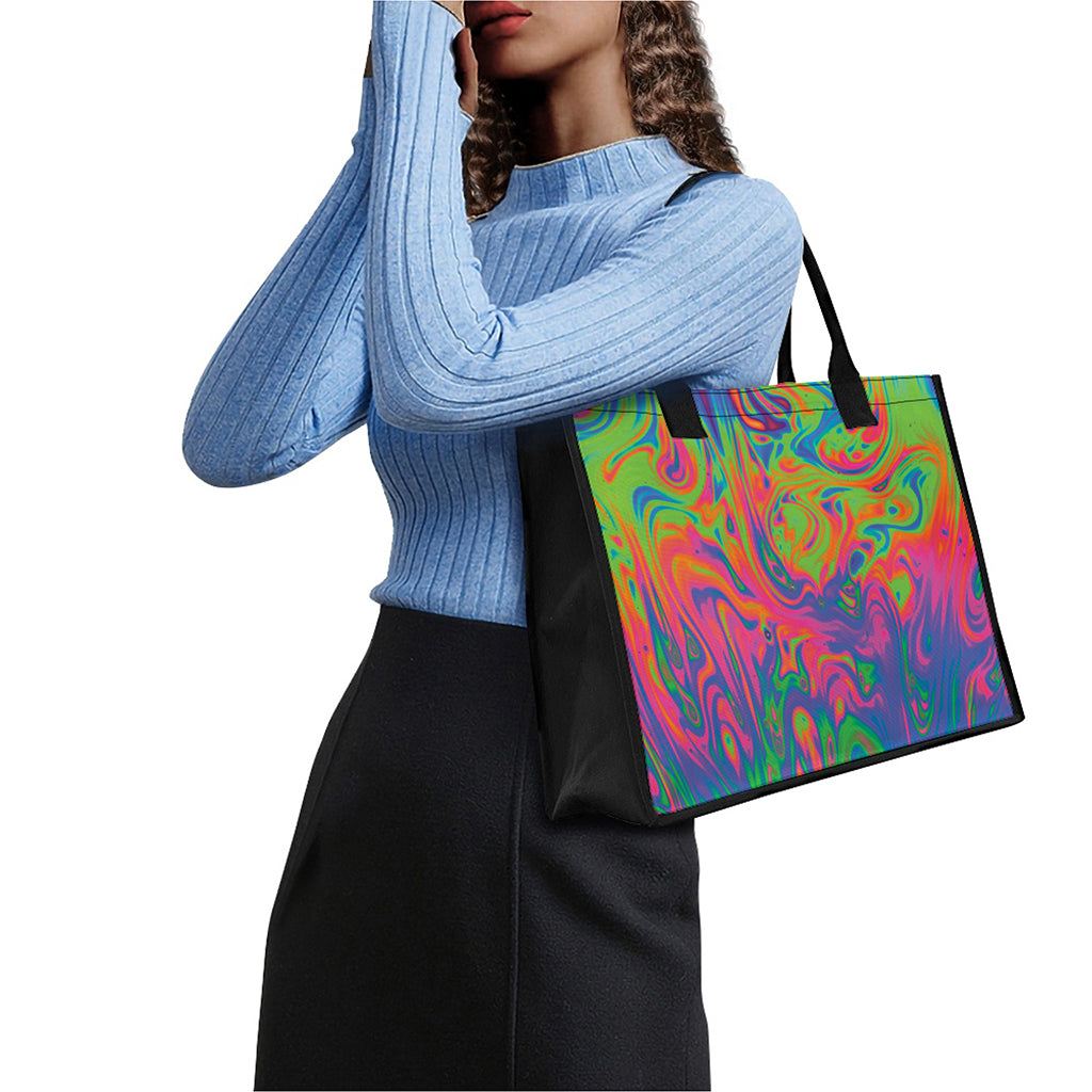 Psychedelic Bubble Print Canvas Tote Bag