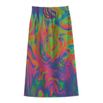 Psychedelic Bubble Print Cotton Front Slit Maxi Skirt